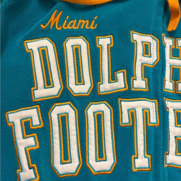 NFL MIAMI DOLPHINS FLEECE EMBROIDERED MEN’S FULL ZIP HOODIE 2XL VINTAGE - Picture 3 of 11